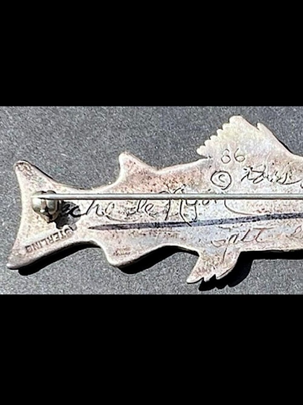Vintage Sterling Silver FISH French Lyon Pin Brooch UNISEX - Picture 6 of 10